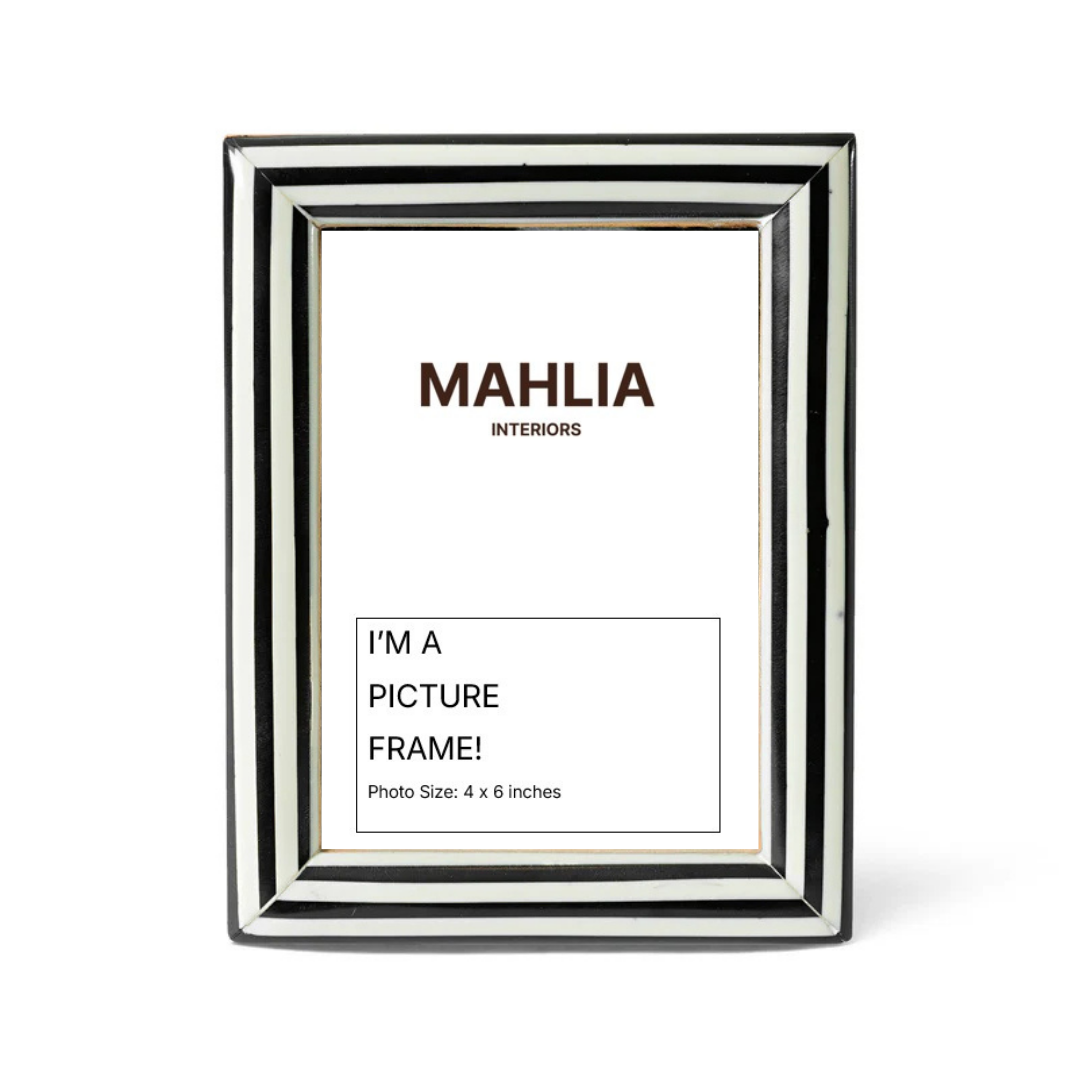 Bone Inlay Picture Frame : Stripe : Black & White