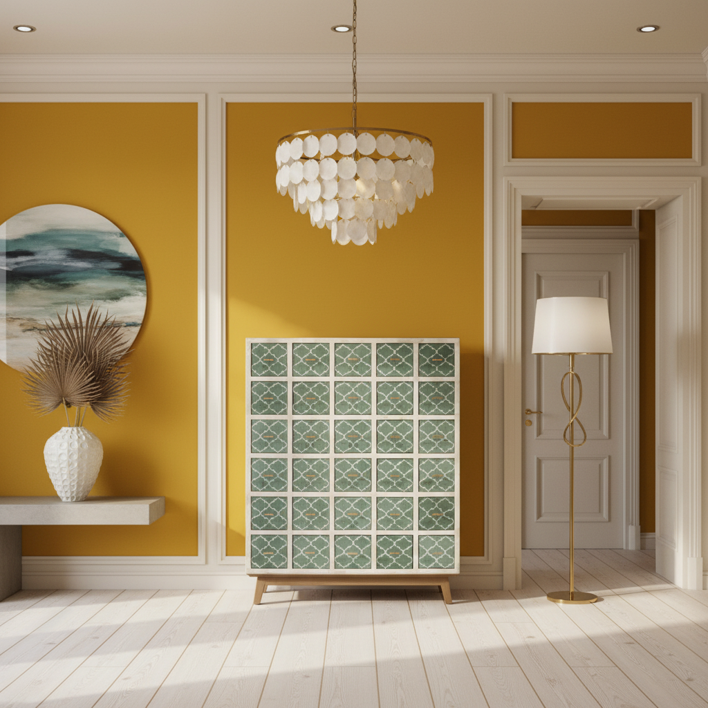 Bone Inlay Apothecary Unit : Quatrefoil : Green