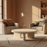 Bone Inlay Round Coffee Table : Brickwork : Natural