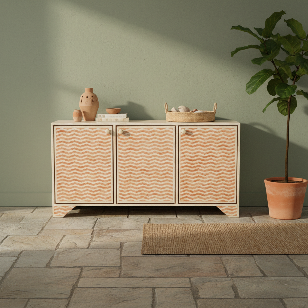 Bone Inlay Buffet : Zig Zag: Orange