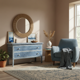 Bone Inlay 2 Drawer : Kilim : Blue