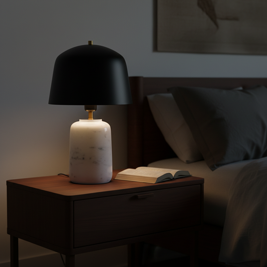 Marble Lamp with Matte Metal Shade