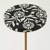 Bone Inlay Accent Table : Marguerite : Black