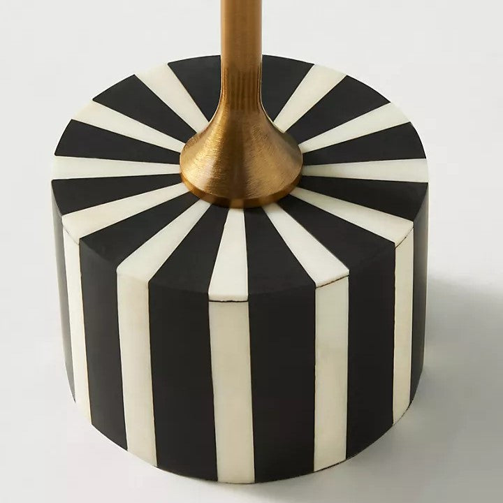 Bone Inlay Accent Table : Marguerite : Black