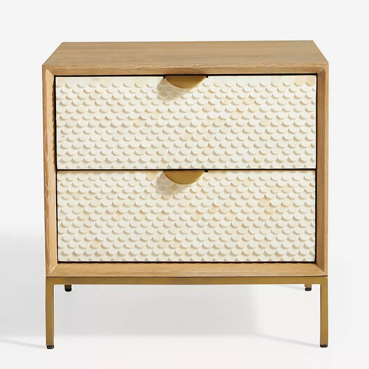 Oak & Layered Bone Bedside Chest
