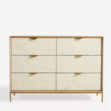 Oak & Layered Bone 6 Drawer Chest