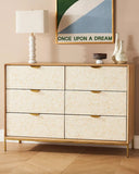 Oak & Layered Bone 6 Drawer Chest