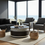 Bone Inlay Round Coffee Table : Charlston : Black