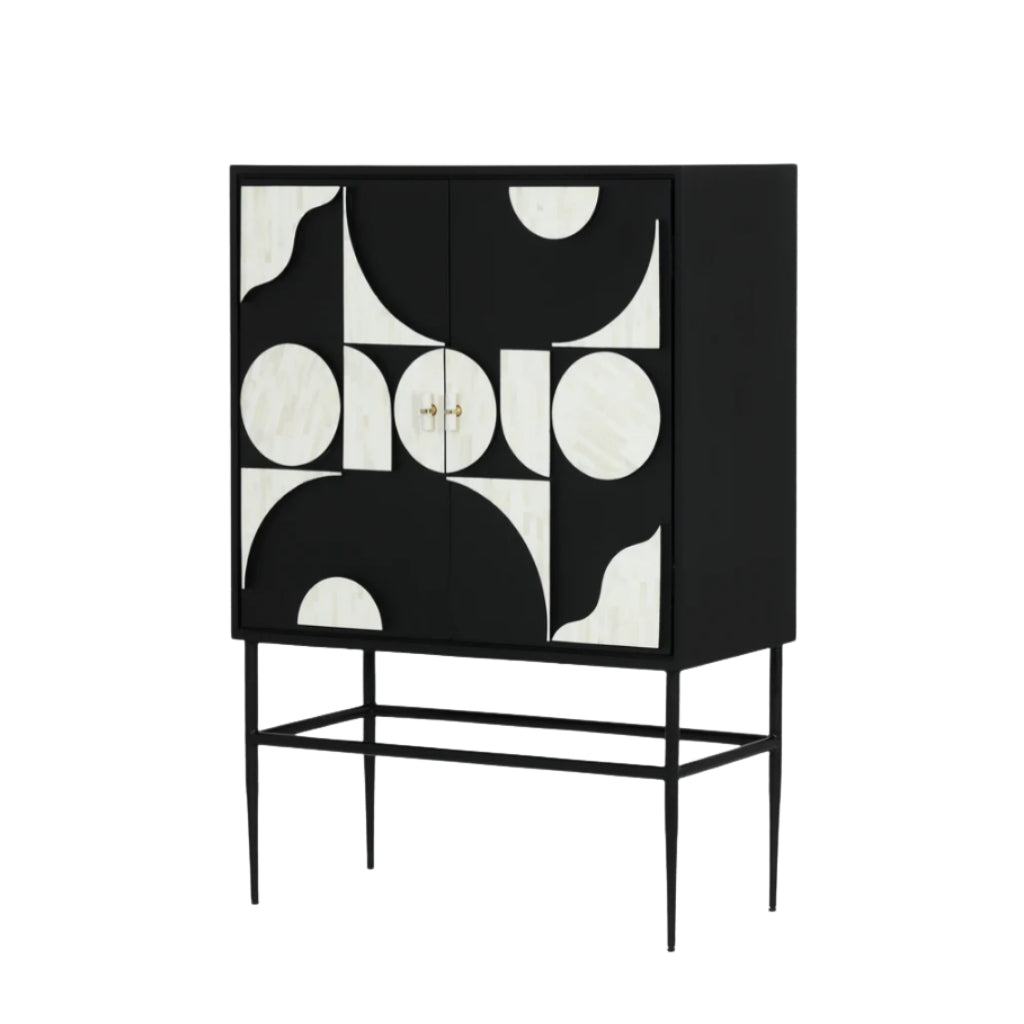 Bone Inlay Bar Cabinet : Abstract : Black & White