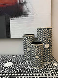 Bone Inlay Floral Vase : Grey Medium