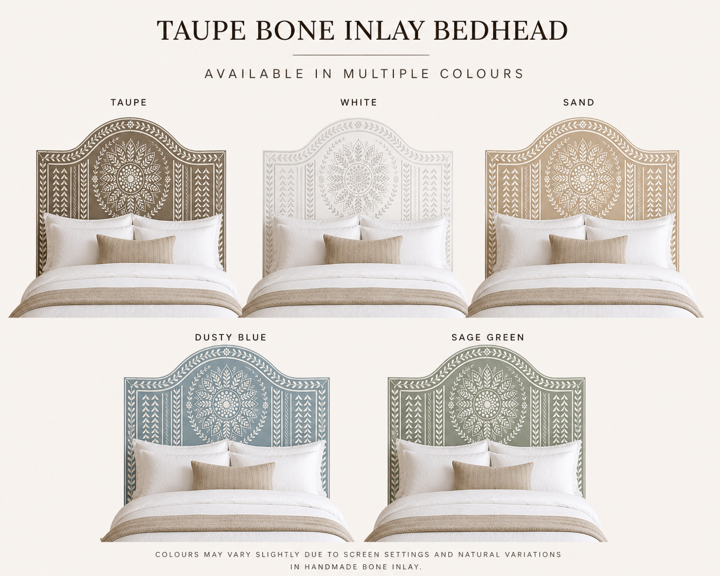 Bone Inlay Bedhead : Mandala : Noir