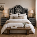 Bone Inlay Bedhead : Mandala : Noir