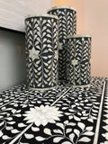 Bone Inlay Floral Vase : Grey Medium
