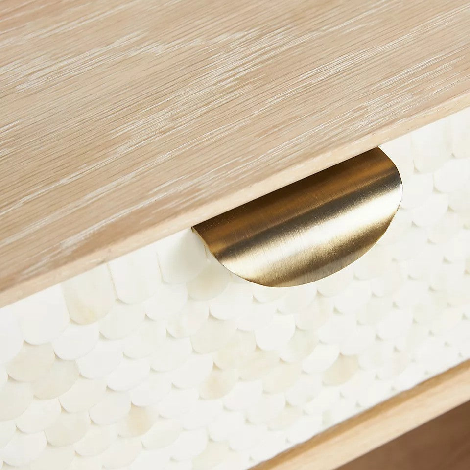 Oak & Layered Bone 5 Drawer Tallboy