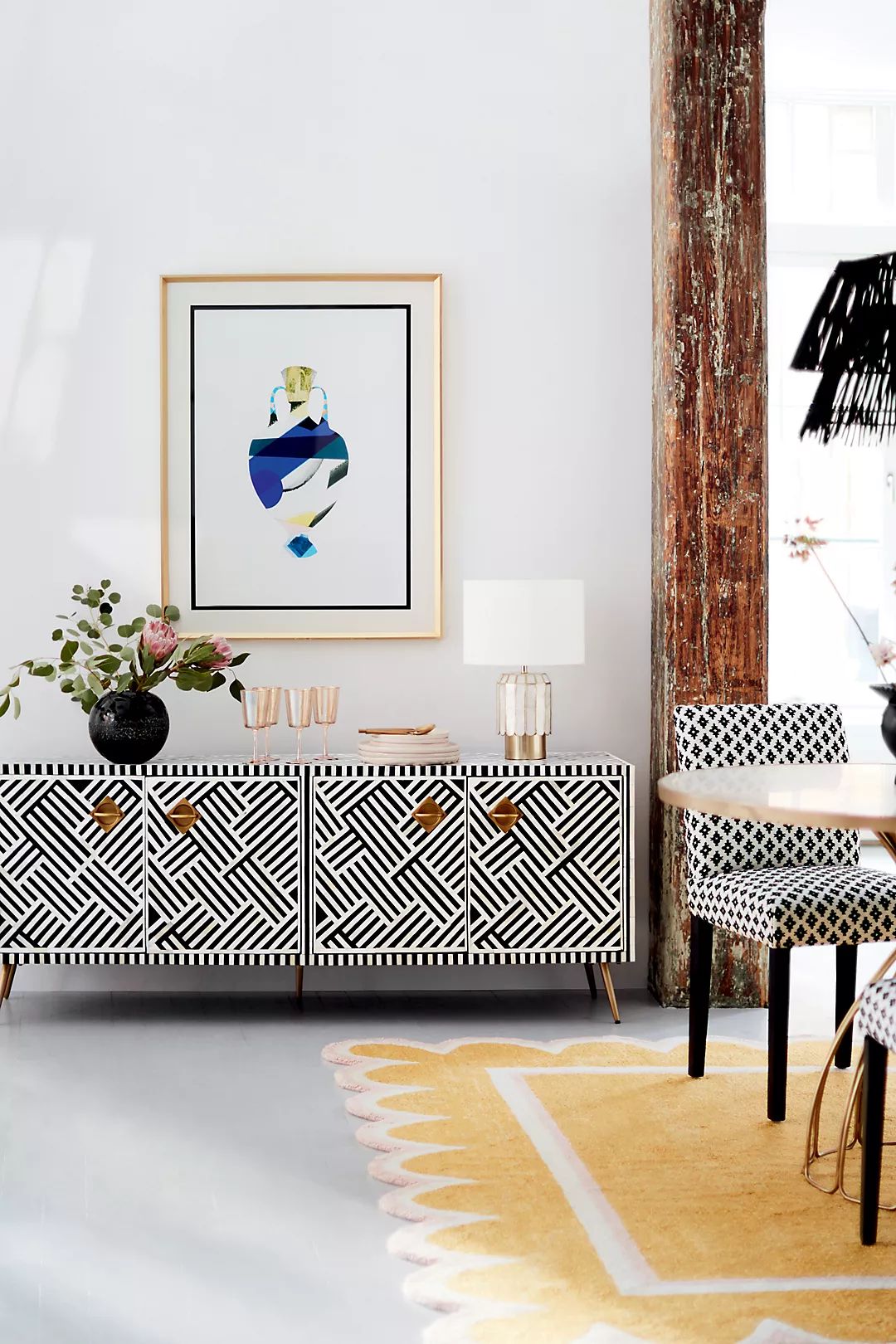 Bone Inlay TV Sideboard : Criss Cross : Black