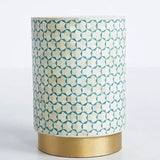 Bone Inlay Side Table : Tri-Square : Teal