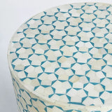 Bone Inlay Side Table : Tri-Square : Teal
