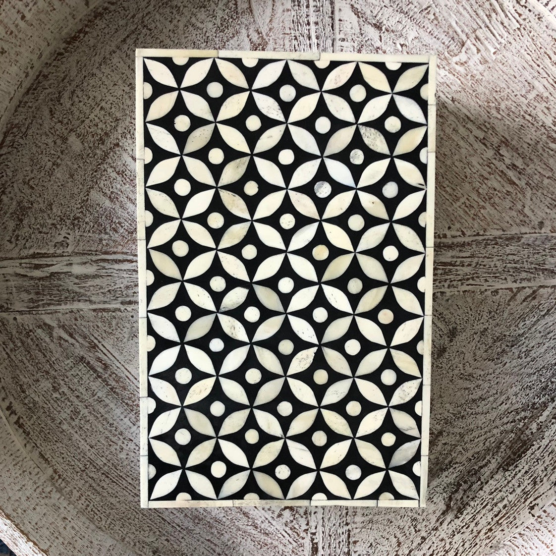 Bone Inlay Large Box : Starburst : Black