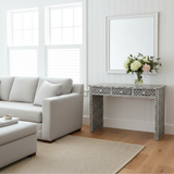 Bone Inlay Console with Ledge : Starburst : Black