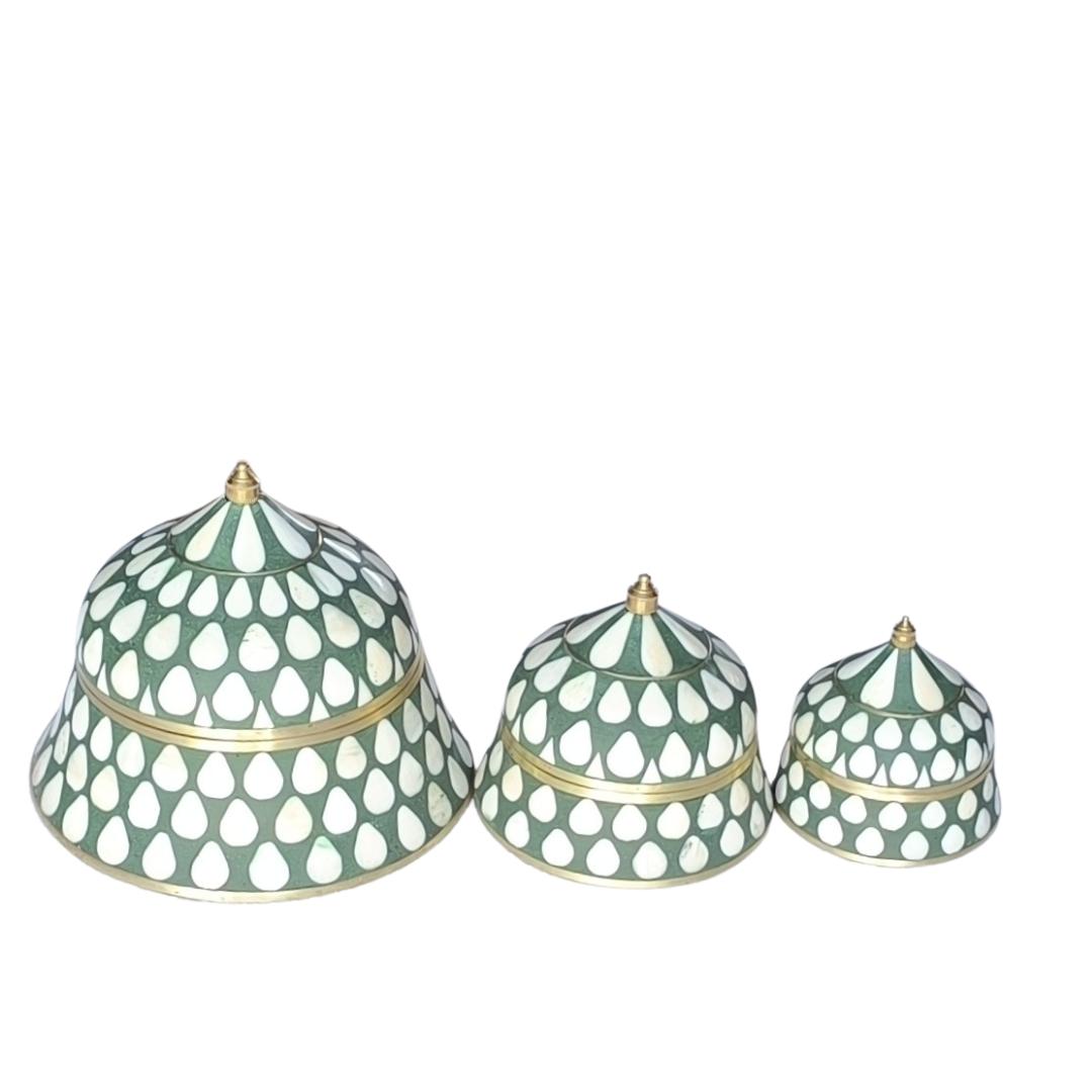 Bone & Brass Moghul Box : Varsha : Sage Green