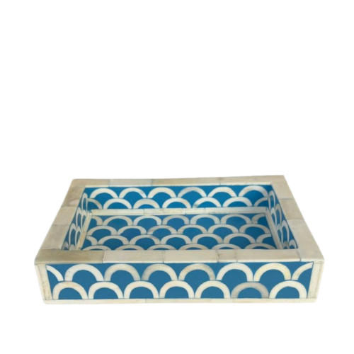 Bone Inlay Mini Tray : Scallop : Light Blue