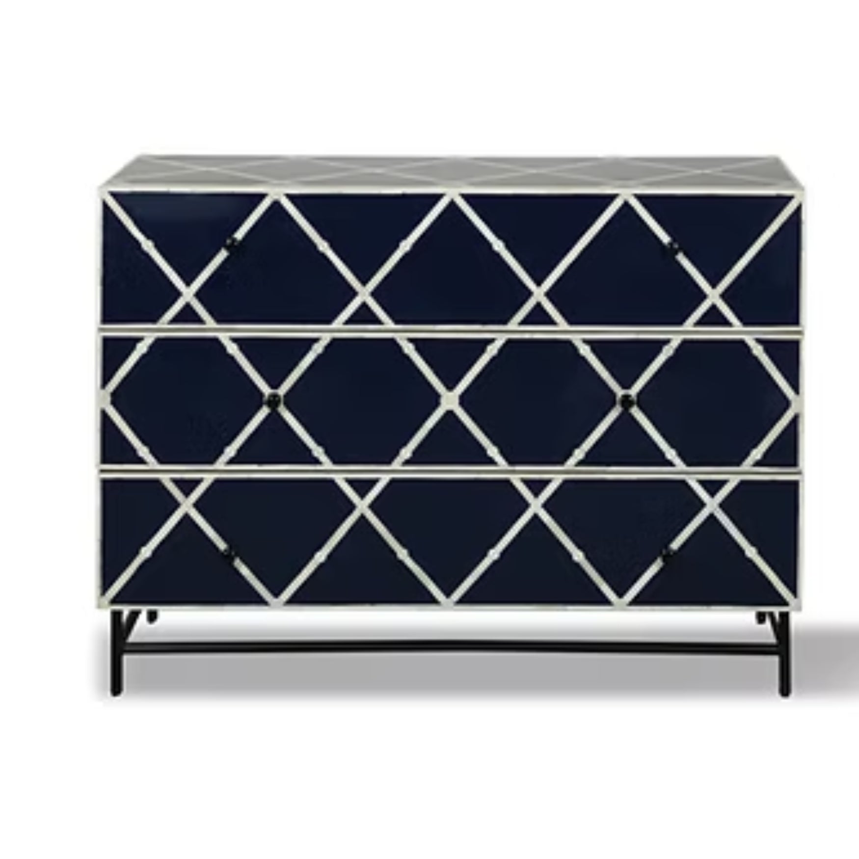 Bone Inlay 3 Drawer Chest : Delta : Black