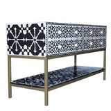 Bone Inlay 4 Drawer Sideboard : Zelliges : Black
