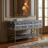 Bone Inlay 4 Drawer Sideboard : Zelliges : Black