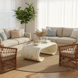 Bone Inlay Coffee Table : Brickwork with Brass Accent : White