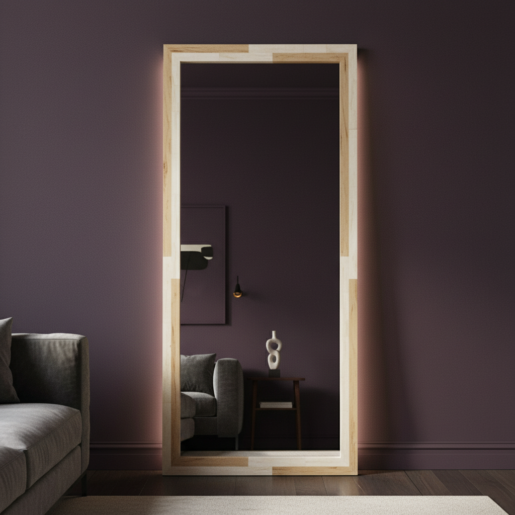 Bone Inlay Tall Mirror : Natural & White