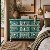 Bone Inlay 6 Drawer Chest : Damask : Teal