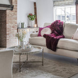 Bone Inlay Round Coffee Table with Metal Legs : Laurel : Grey