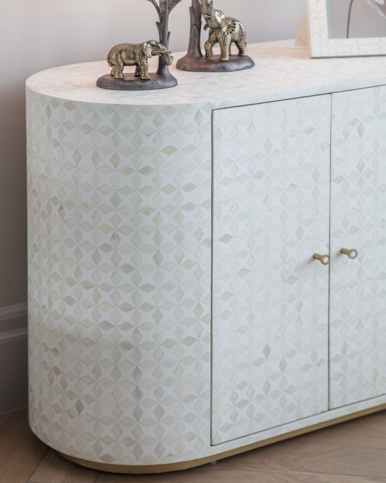 Bone Inlay 2 Door Cabinet : Tara : White