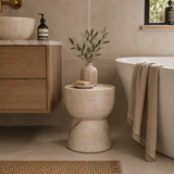 Koro Timber Sculptural Stool or Side Table : White Wash