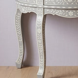 Bone Inlay Half Moon Hall Table : Floral : Grey