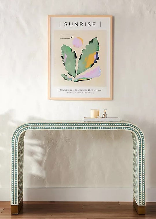 Bone Inlay Waterfall Console : Zelliges : Turquoise