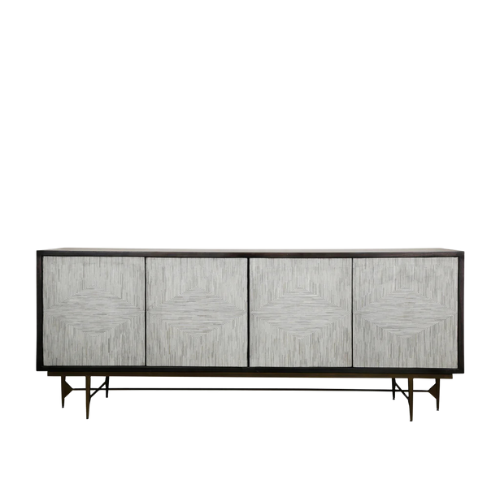 Bone Inlay Sideboard  wtih Antique Brass Legs : Pinstripe : Charcoal