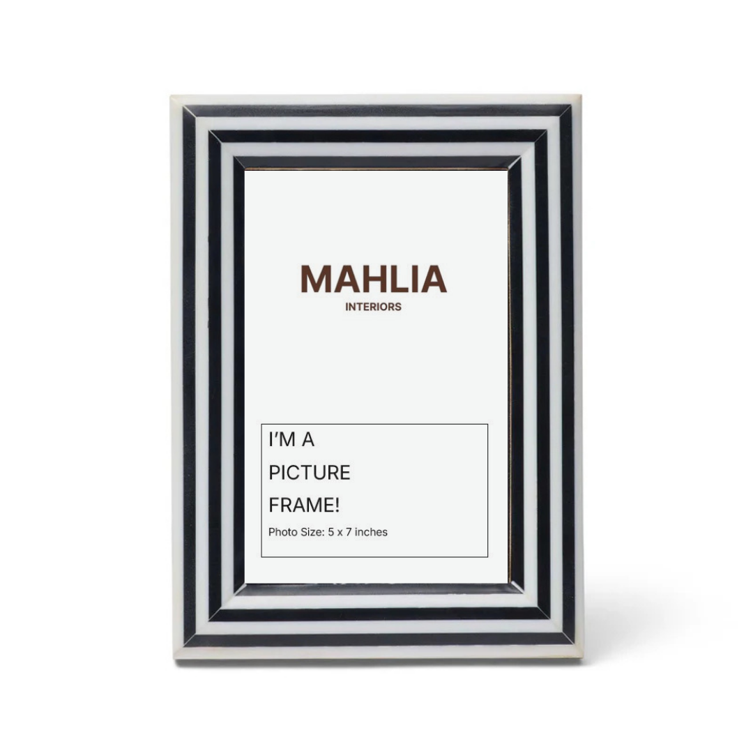 Bone Inlay Picture Frame : Stripe : Black & White