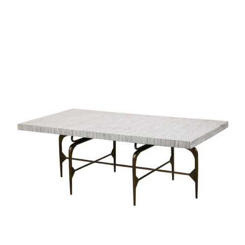 Bone Inlay Coffee Table wtih Antique Brass Legs : Pinstripe : Charcoal