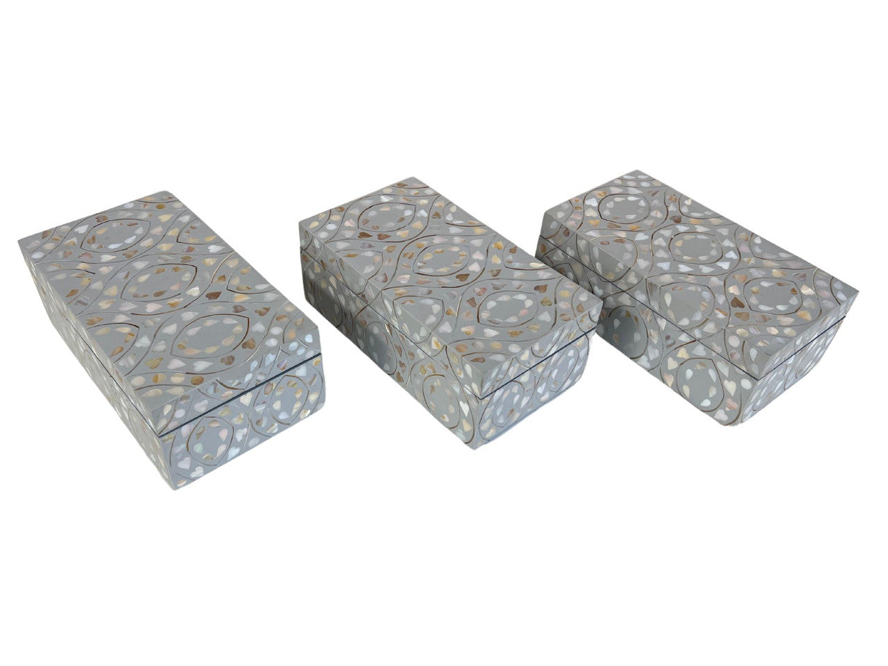 Mother of Pearl Inlay Mid-Size Box : Heart : Grey