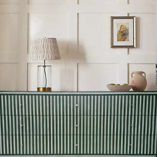 Bone Inlay 9 Drawer Sideboard : Pinstripe : Green