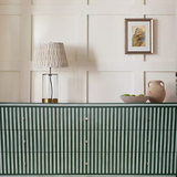 Bone Inlay 9 Drawer Sideboard : Pinstripe : Green
