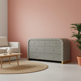 Bone Inlay 7 Drawer Chest : Stripe : Black