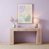 Bone Inlay 3 Drawer Desk : Fern : Dusty Pink