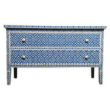 Bone Inlay 2 Drawer : Kilim : Blue