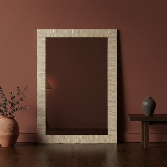 Bone Inlay Floor Mirror : Stripe : Natural