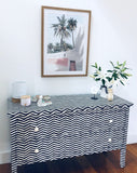 Bone Inlay 2 Drawer Chest : Zig Zag : Black