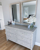 Bone Inlay 6 Drawer Chest : Starburst : Light Grey