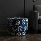 Bone Inlay Round Side Table : Fantail : Navy Blue
