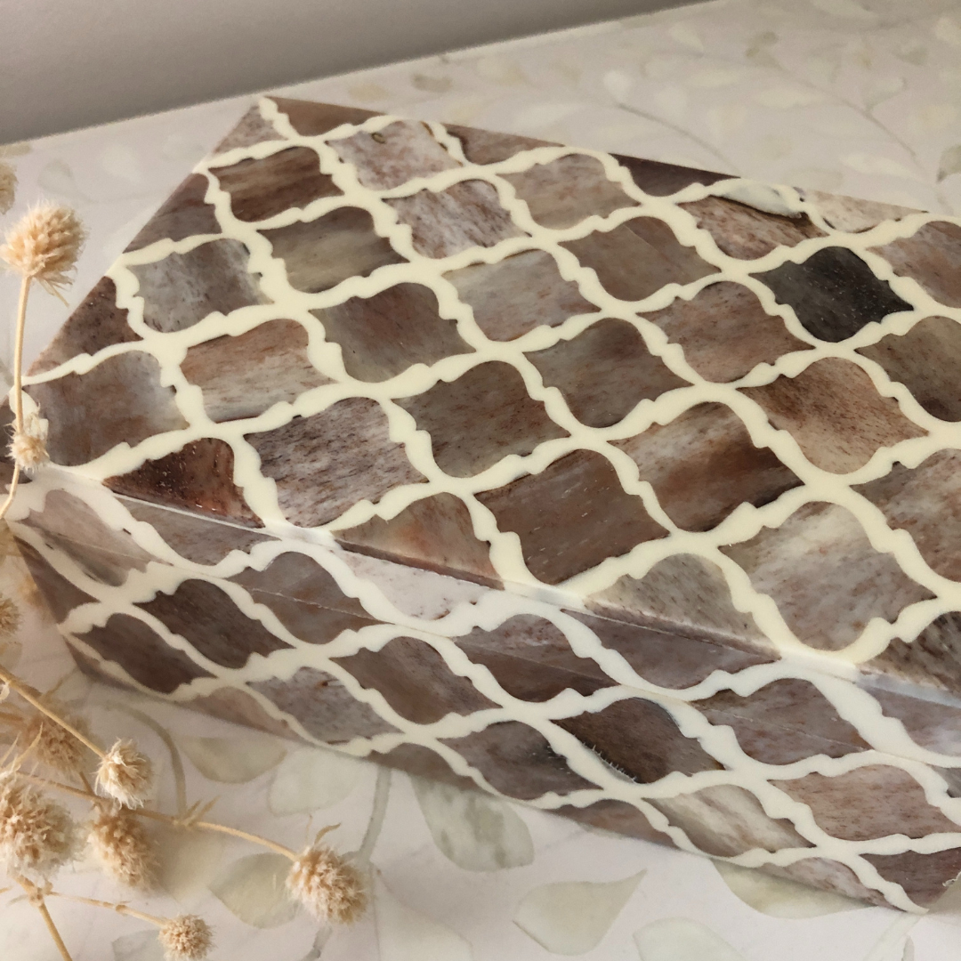 Bone Inlay Box : Moroccan : Mocha Mousse